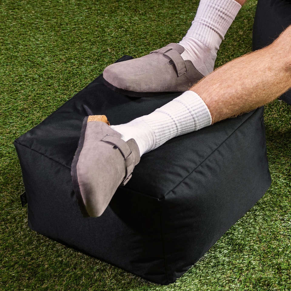image 1 of icon Kingston Adult Classic Indoor Outdoor Bean Bag & Square Footstool Pouffe Black
