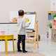 image 4 of COSTWAY 3-in-1 Foldable Kids Easel Kids Wooden Art Easel Double Sided Blackboard Chalks