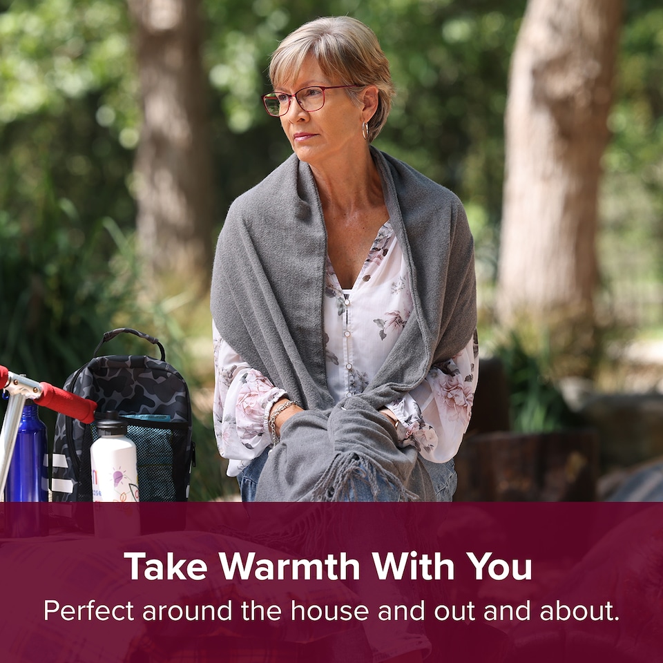 image 1 of Sash & Bloom 2-in-1 Heated Scarf with Heated Pockets and Rechargeable Battery Pack