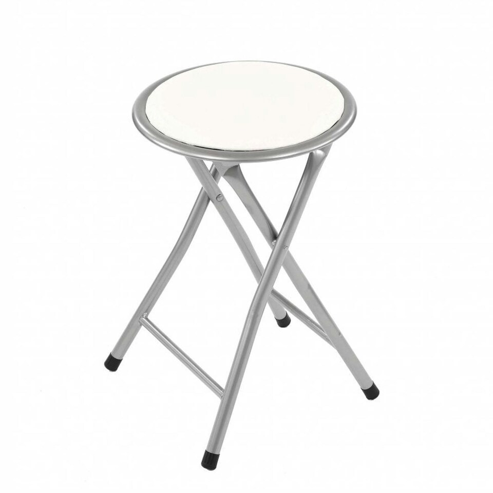 image 1 of Oypla White Padded Folding Breakfast Kitchen Bar Stool Seat