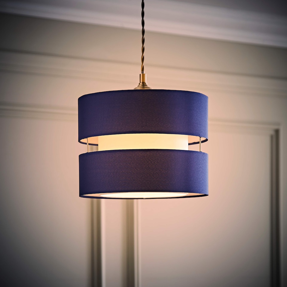 image 1 of ValueLights Sophia Small Navy 2 Tier Ceiling Light Shade & Bulb | Blue