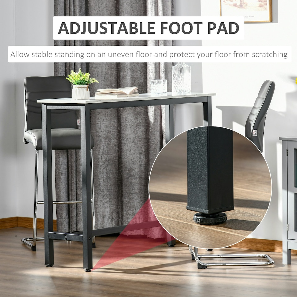 image 1 of HOMCOM Bar Table Coffee Table with Adjustable Footpads for Breakfast Dining