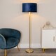 image 3 of ValueLights Charlie Gold Floor Lamp Navy Velvet & Gold Shade & Bulb | Blue