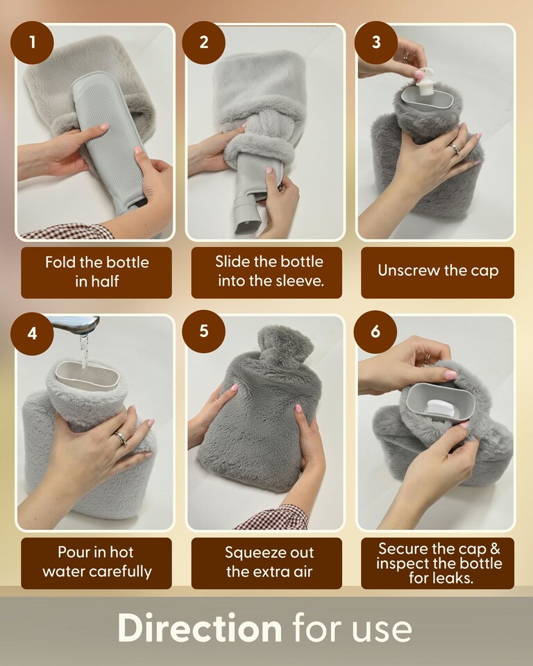 image 1 of Keplin Fluffy Faux Fur Hot Water Bottle 2 Litre with Hand Warming Cover