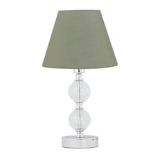 Chrome Two Ball Table Lamp with Sage Green Shade Chrome | Green