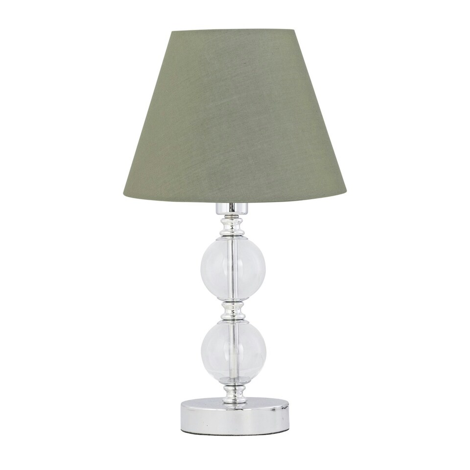 image 1 of Chrome Two Ball Table Lamp with Sage Green Shade Chrome | Green