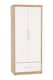 image 1 of Seville 2 Door 1 Drawer Wardrobe - L47 x W76 x H180 cm - White High Gloss/Light Oak Effect Veneer | White