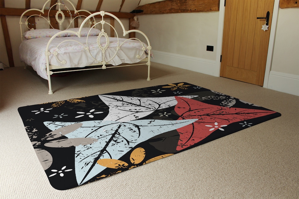 image 1 of Leaves And Flowers. Autumn Pattern Designer Rug | Multi