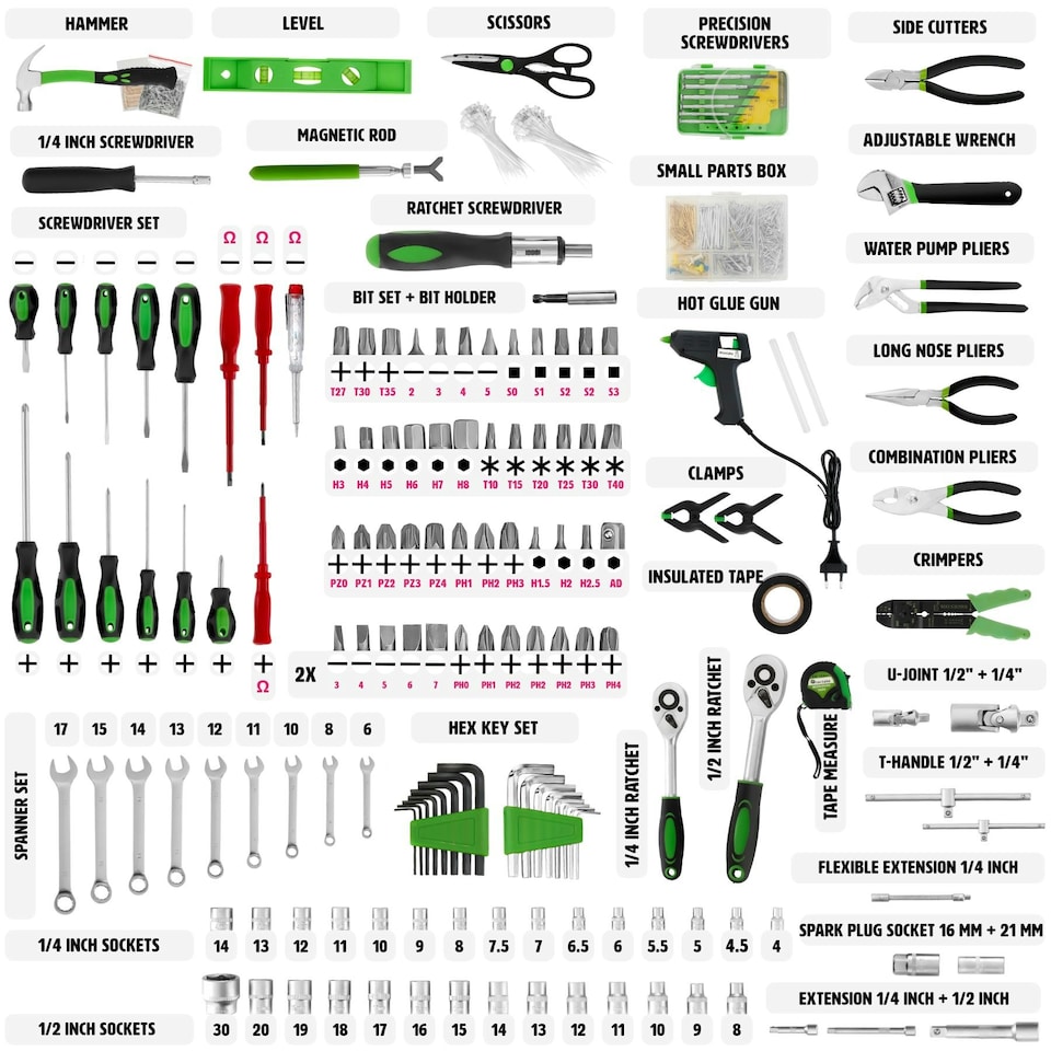 image 1 of Tool Box - 1200 piece tool set, clear arrangement on 4 levels, with wheels Black