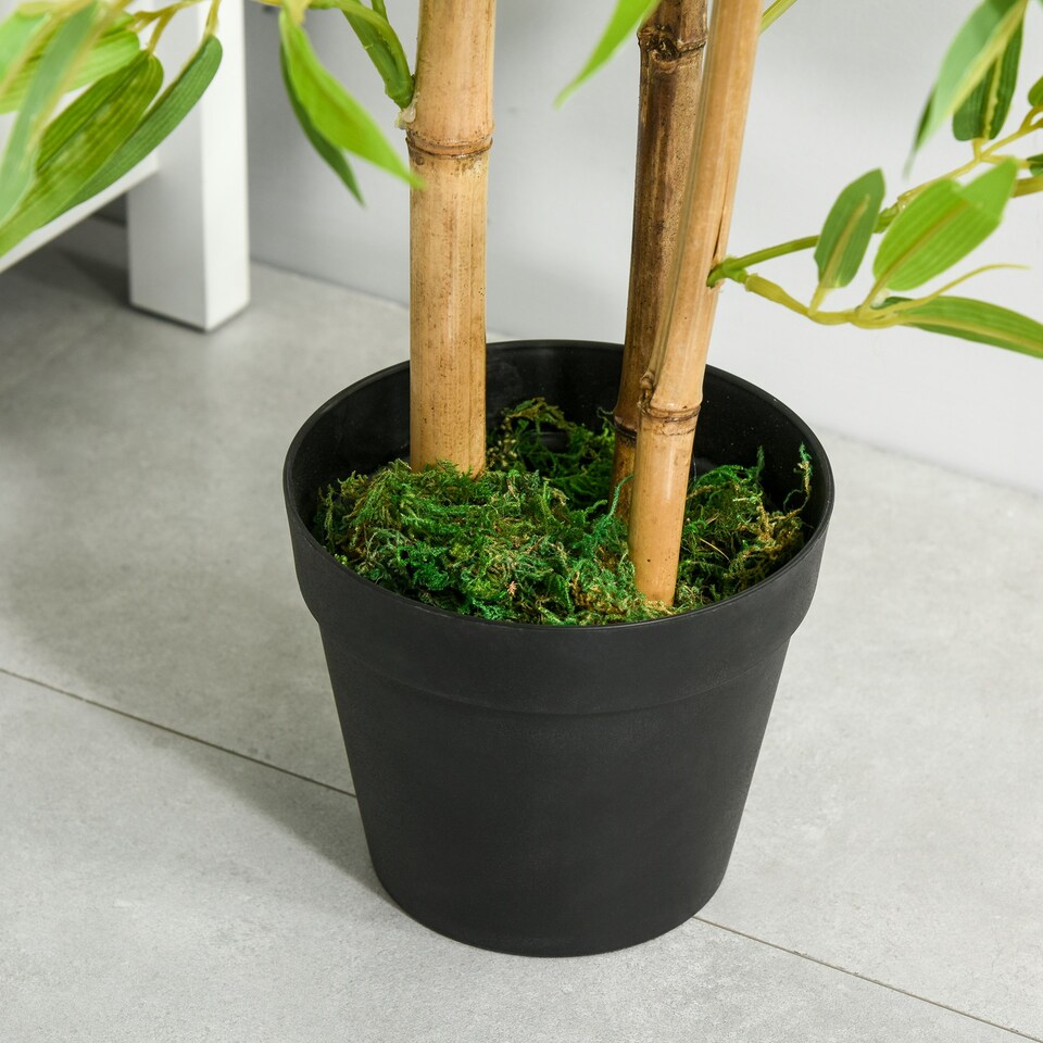 image 1 of Outsunny Set of 2 120cm/4FT Artificial Bamboo Trees Plant w/ Pot Indoor