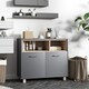 image 2 of HOMCOM Bathroom Cabinet, Bathroom Storage Unit, Bathroom Storage Cabinet with Open Compartments and Double Doors | Grey | Grey