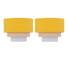 Set of 2 Gabi - Ochre Ombre Linen 22cm Table Lamp Shades | Yellow | Medium | 2