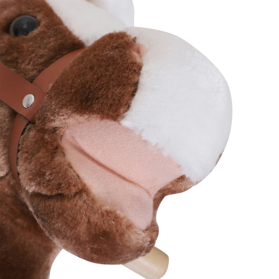 image 1 of HOMCOM Kids Rocking Horse Wooden Plush Children Ride On Toy Rocker Baby Gift Age