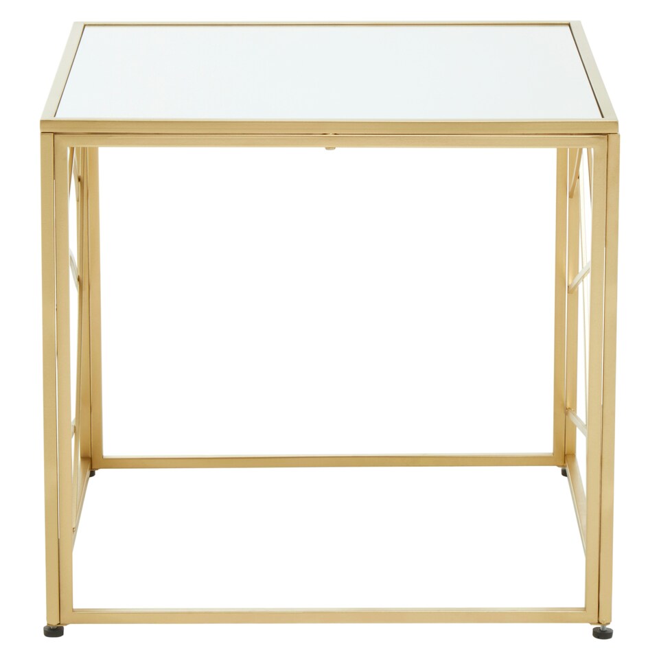 image 1 of Interiors by Premier Farran Gold Finish Side Table With Mirror Top