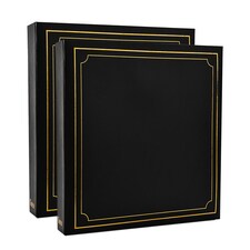 ARPAN Large Slip In Photo Album Holds 500 Photos 6x4" (10x15cm) – Gold Stamp Padded Cover Photo Album – Black Memory Book for Family, Wedding & Travel Pictures