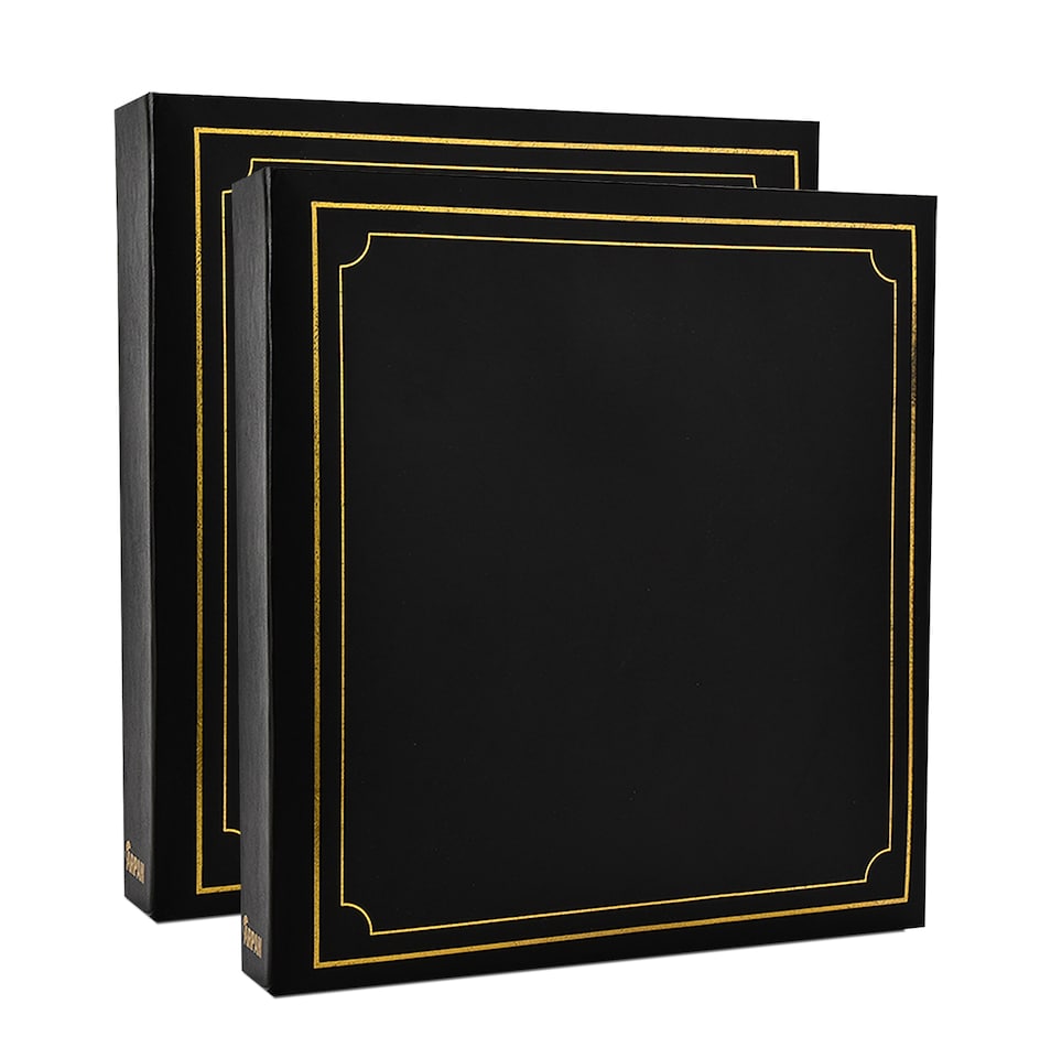 image 1 of ARPAN Large Slip In Photo Album Holds 500 Photos 6x4" (10x15cm) – Gold Stamp Padded Cover Photo Album – Black Memory Book for Family, Wedding & Travel Pictures