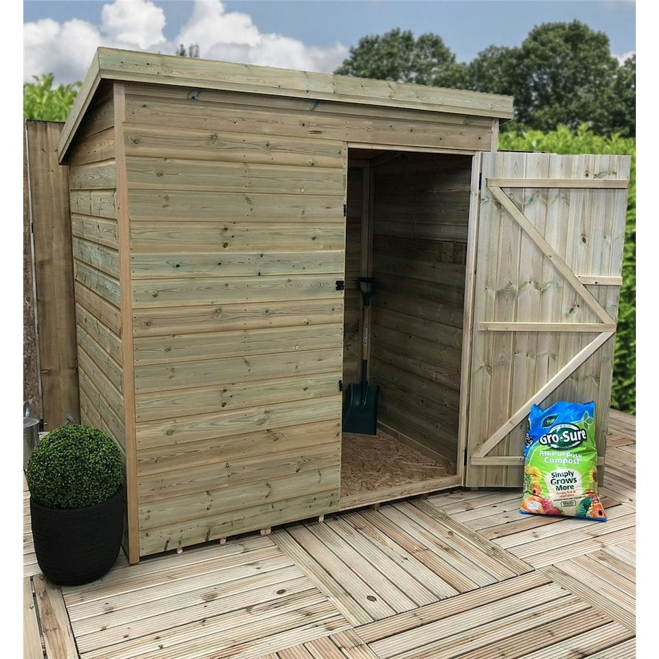 image 1 of 4 x 3 WINDOWLESS Garden Shed Pressure Treated T&G PENT Wooden Garden Shed + Single Door (4' x 3' / 4ft x 3ft) (4x3)