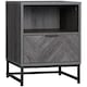 image 1 of HOMCOM Bedside Table with Drawer and Shelf, Side End Table with Steel Legs for Living Room, Bedroom, Dark Grey