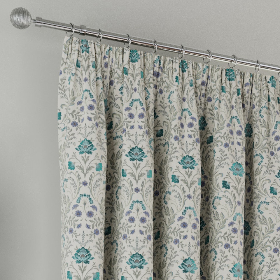 image 1 of Enhanced Living Blue Floral, 100% Blackout, Thermal Curtains with Tape Top Header (PAIR) - 65 x 90 inch (165 x 229cm)