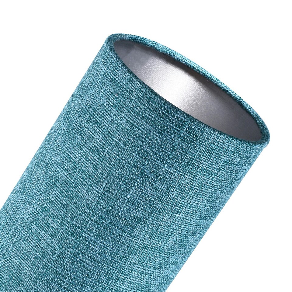image 1 of Modern and Stylish Textured Teal Linen Fabric Tall Cylindrical 25cm Lampshade