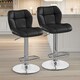image 5 of Set Of 2 Height Adjustable 360 Swivel Barstools With Backrest Black Black