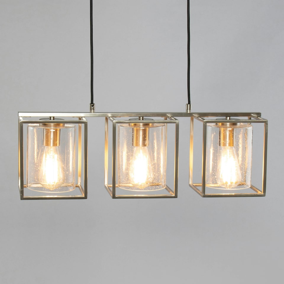 image 1 of BHS Hardy 3 Light Diner Pendant, Nickel Grey | Nickel