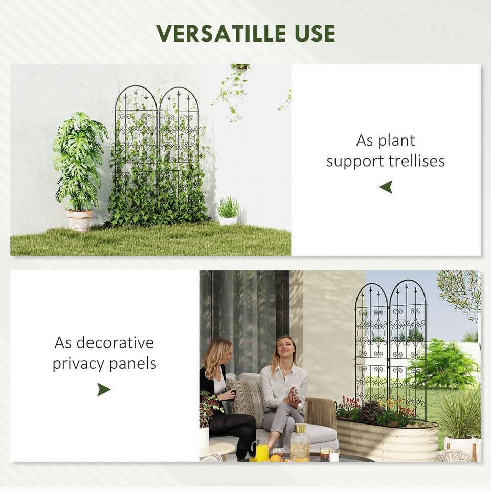 image 1 of Outsunny Set of 2 Metal Garden Trellis, Outdoor Trellis Panels, 150 x 50 cm