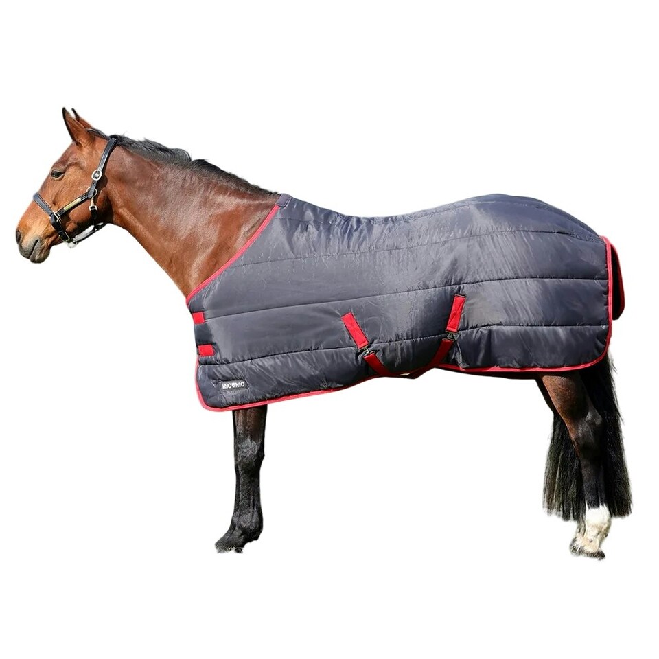 image 1 of HYCONIC Standard-Neck 100g Horse Stable Rug - Charcoal/Red - 6´ 0"