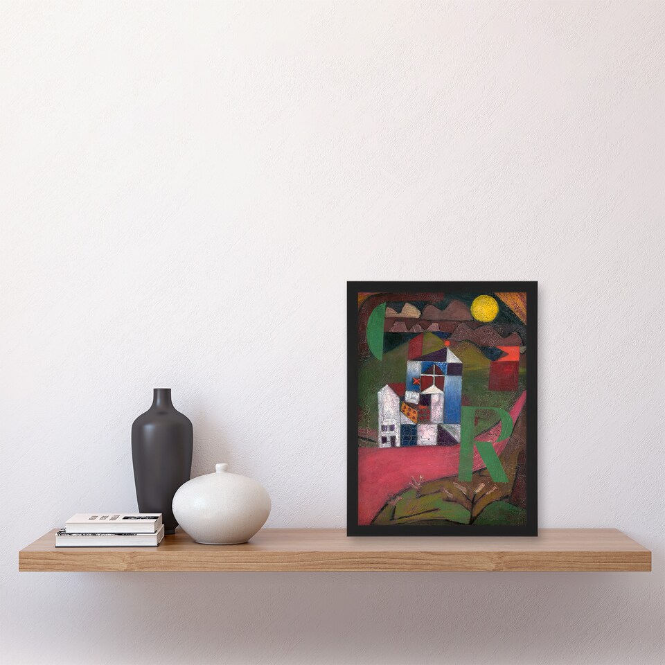 image 1 of Paul Klee Framed Wall Art Print Villa R Cubist Cityscape Painting Home Décor