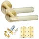 image 1 of Golden Grace 1 Set Knurled T-Bar Door Handles in Satin Brass Finish with Latch and Ball Bearing Hinges Gold