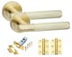 image 1 of Golden Grace 1 Set Knurled T-Bar Door Handles in Satin Brass Finish with Latch and Ball Bearing Hinges | Gold | 1 Set