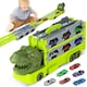 image 1 of Portable Dinosaur Race Track Truck Toy Car Transport Carrier Play Set with 6 Racing Cars – Educational and Storage Toy for Kids
