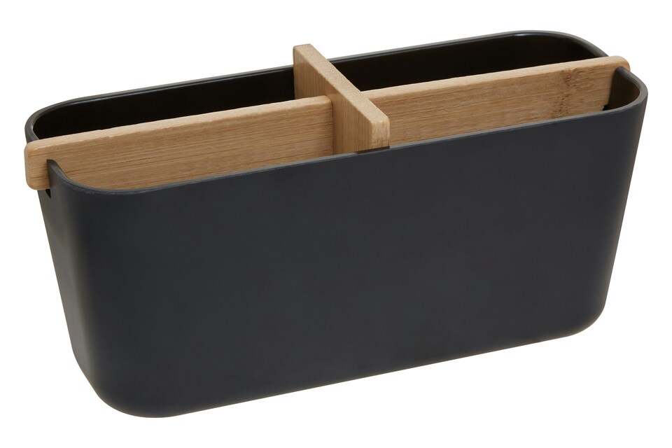 image 1 of Orsina 4 Section Black Storage Organizer, Desk Organizers For Tools, Sturdy Kitchen Drawer Organizer For Utensils