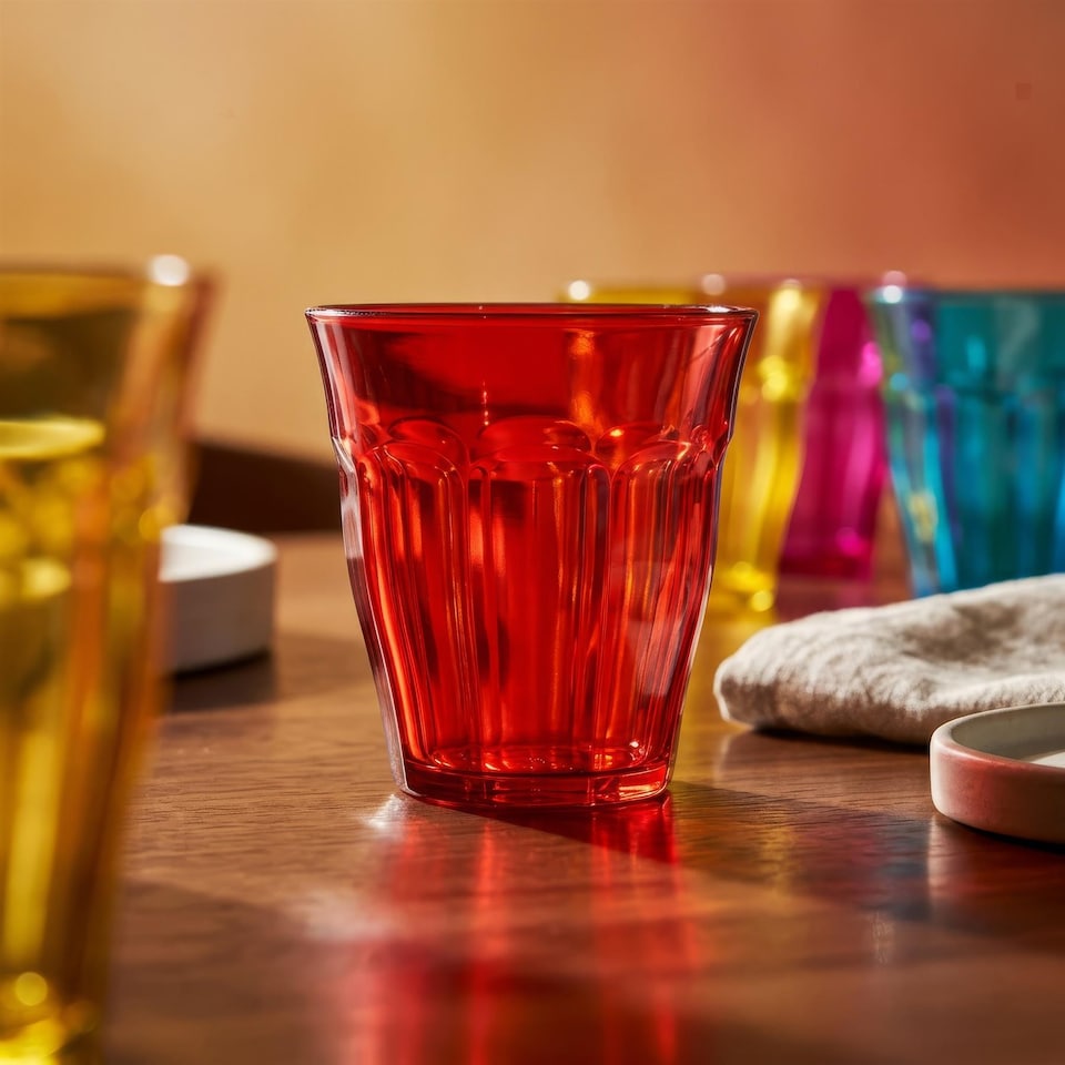 image 1 of Rink Drink Coloured Plastic Tumblers - 250ml - 6 Colours - Pack of 12 | Multi | Multicolour