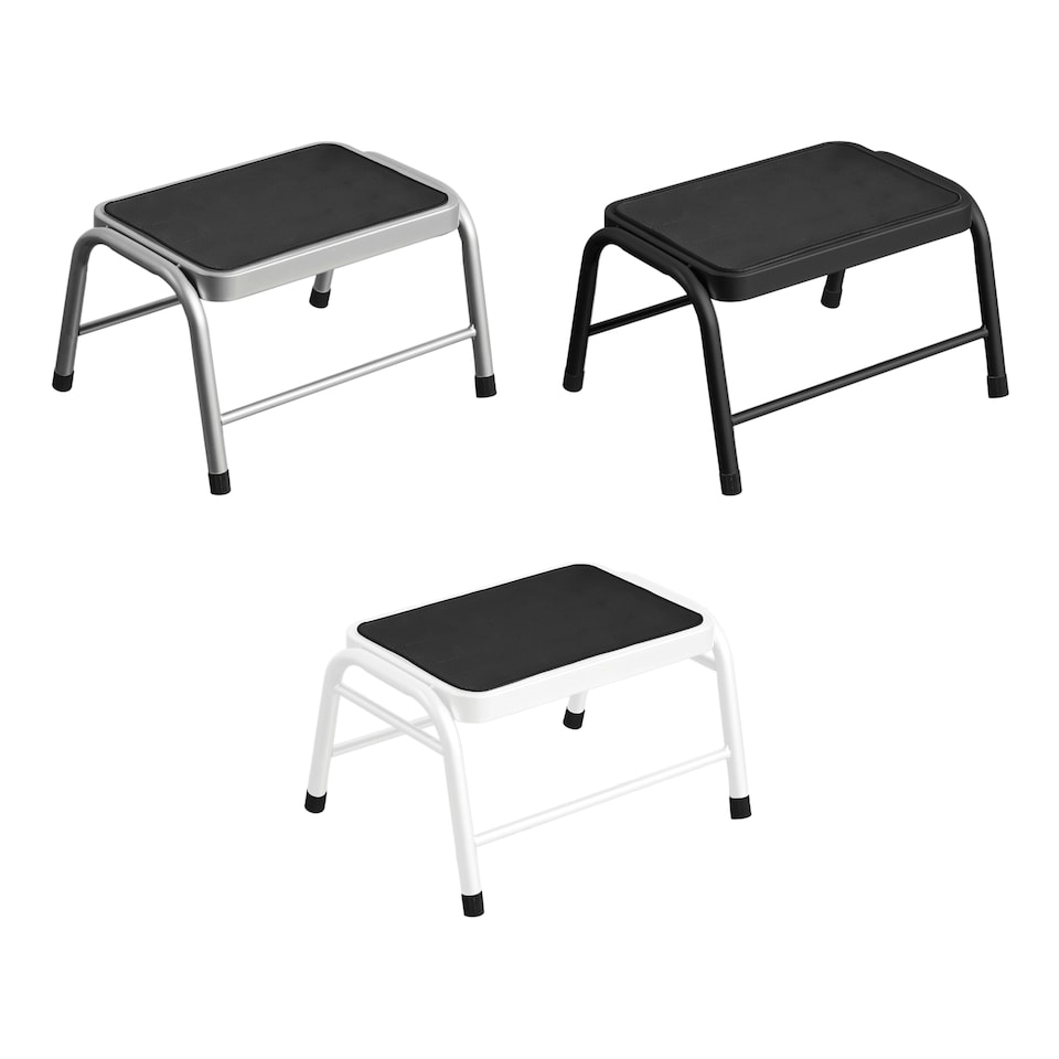 image 1 of Interiors by Premier Silver Rubber Step Stool, Non-Slip Surface With Wide Base For Extra Stability, Compact And Durable Design