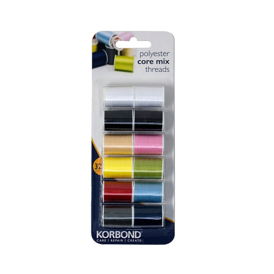 Korbond Polyester Core Mix Thread Blister Pack - One Colour - One Size