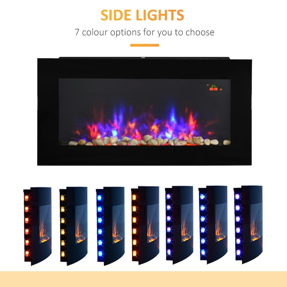 image 1 of HOMCOM 1000W/2000W LED Electric Fireplace Automatic Function Remote Timer Safe