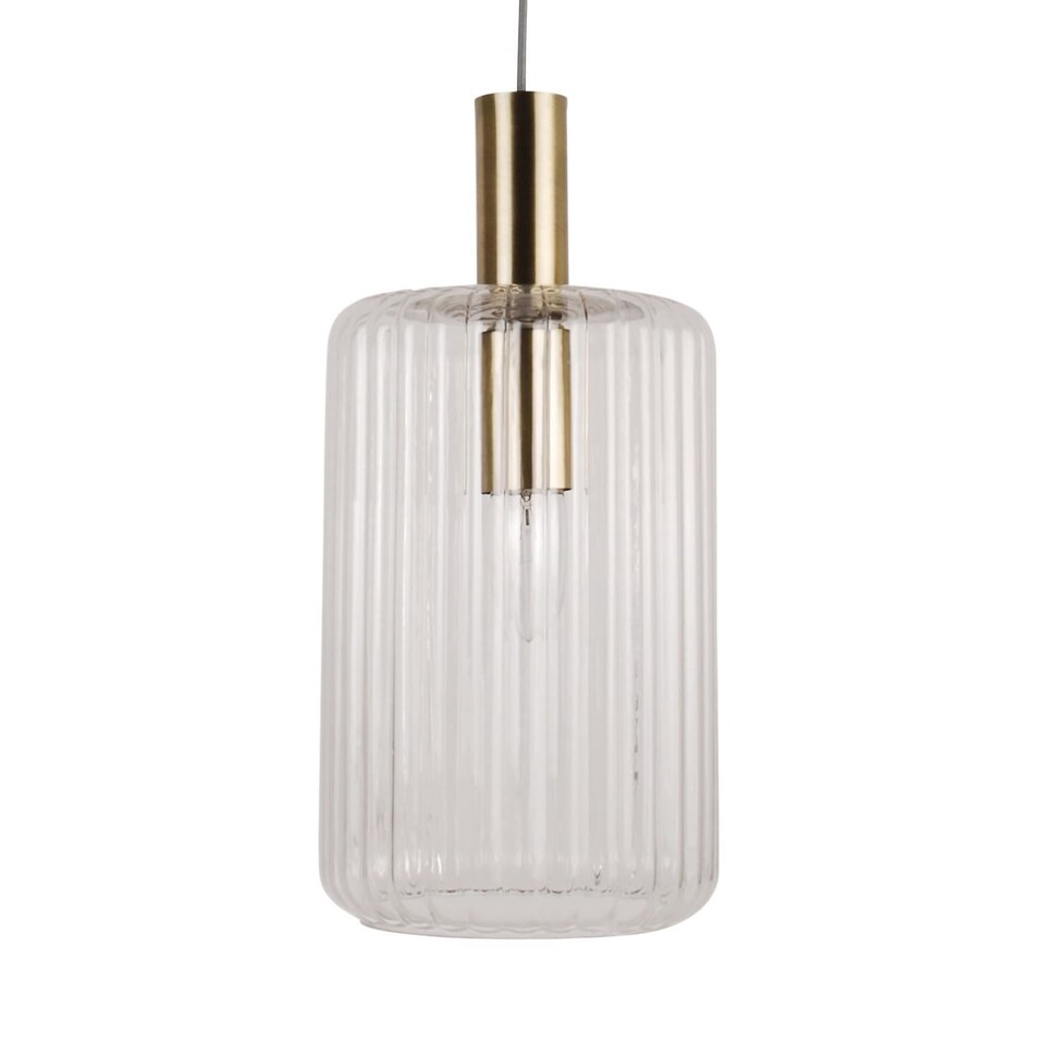 image 1 of Fluted Glass Design Pendant Fitting Finished with Clear Glass and Bronze Effect Colour | Bronze | Clear | 1