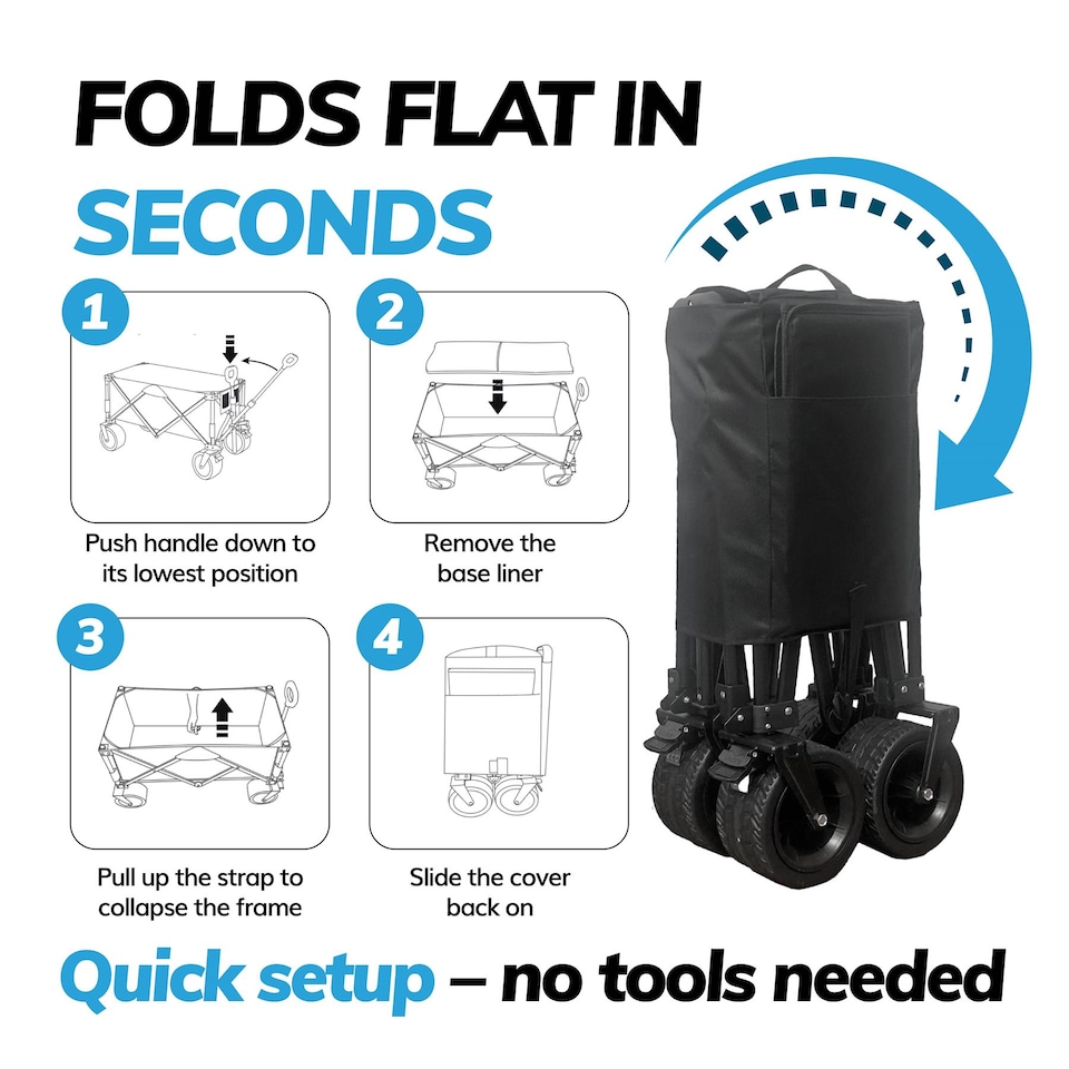 image 1 of House of Home 120L Foldable Utility Trolley Garden Home Camping Festivals Collapsible Cart, Carry Bag