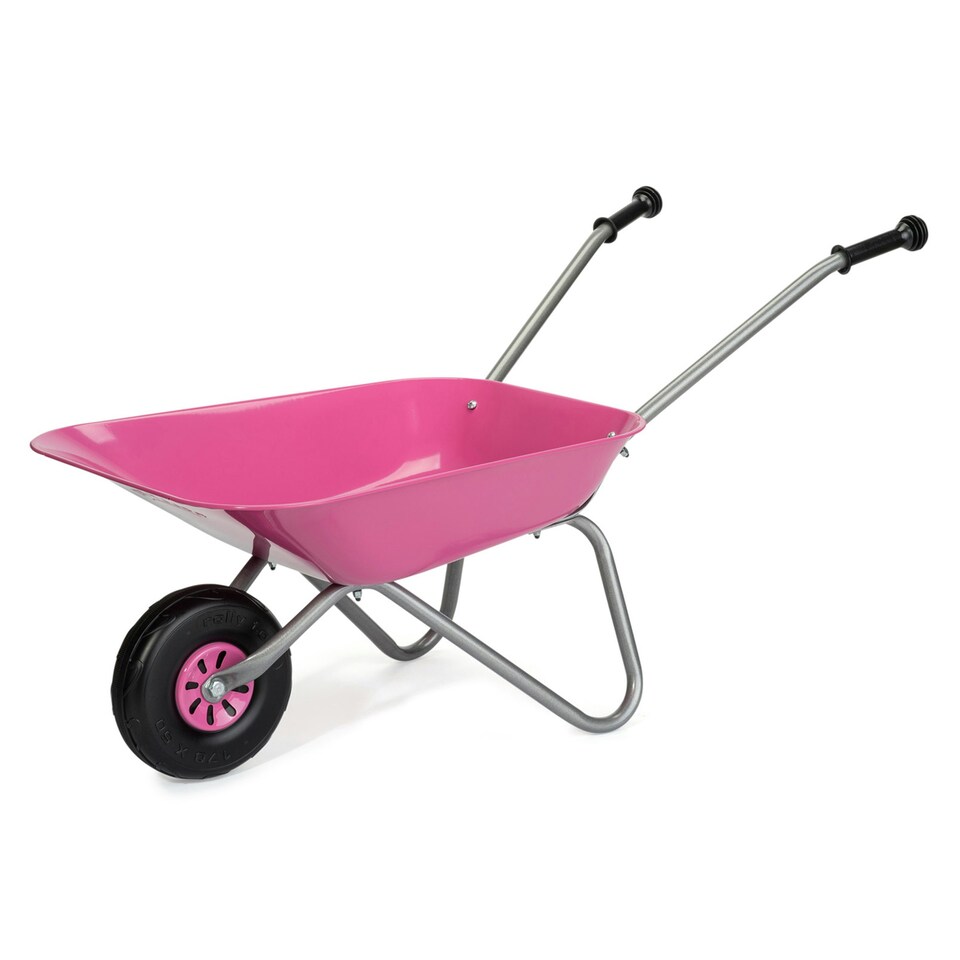 image 1 of Rolly Childs Pink Metal Wheelbarrow
