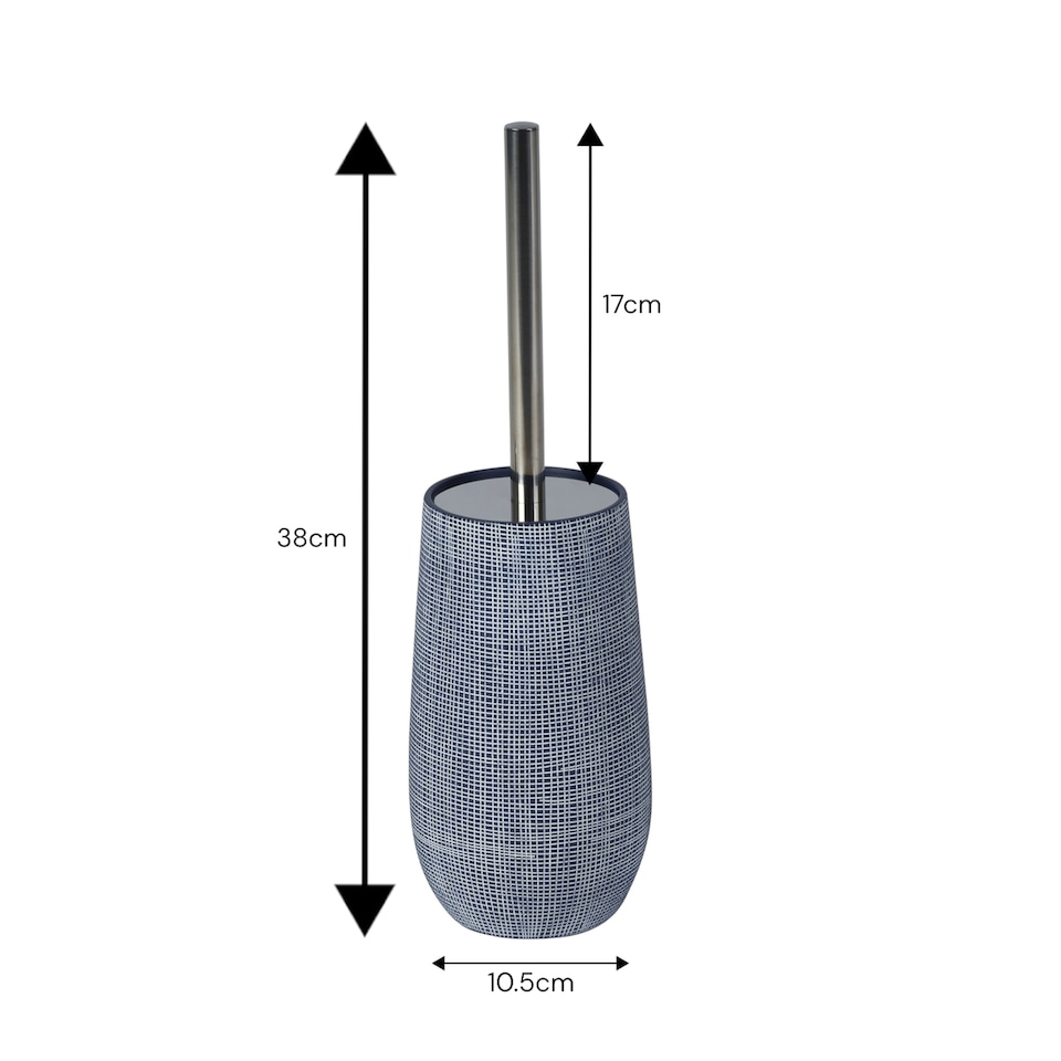 image 1 of Showerdrape Denim Blue Toilet Brush & Holder | Blue | 1
