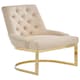 image 2 of Interiors by Premier Luxurious Natural Dining Chair,  Gold Finish Accent Chair With Button Tufted Backrest, Armless Modern Chair Cream