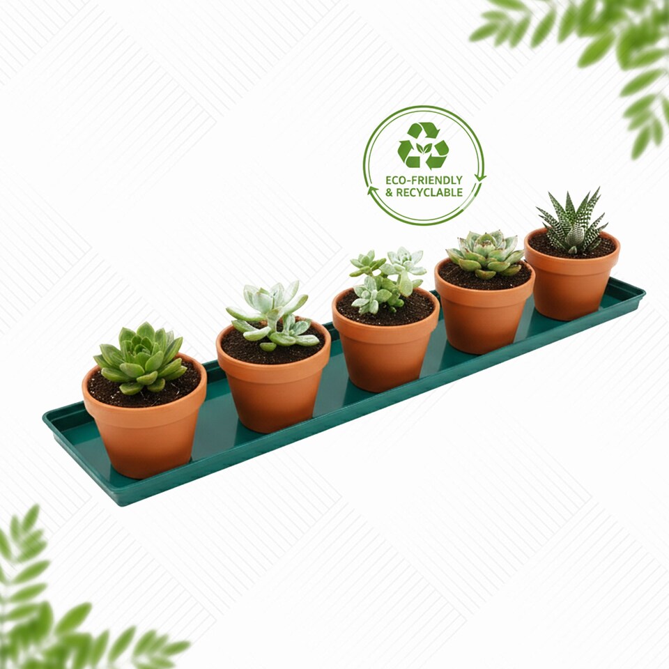 image 1 of 69cm Large Windowsill Plant Tray Plastic Drip Tray for Indoor Outdoor Plant Pots Pack of 4