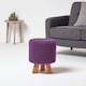 image 2 of Homescapes Deep Purple Tall Cotton Knitted Footstool on Legs