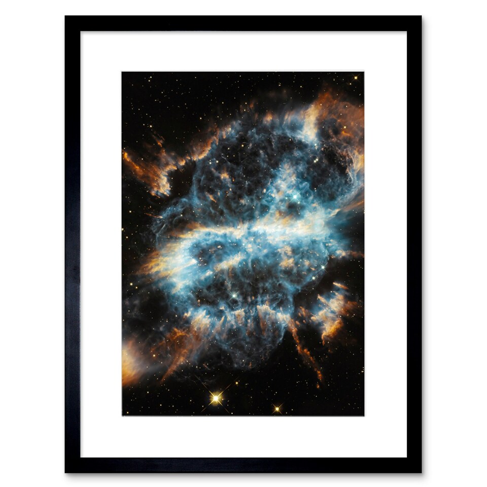 image 1 of NASA Hubble Space Planetary Nebula Blue Gas Clouds 9x7" Black Framed Wall Art Print