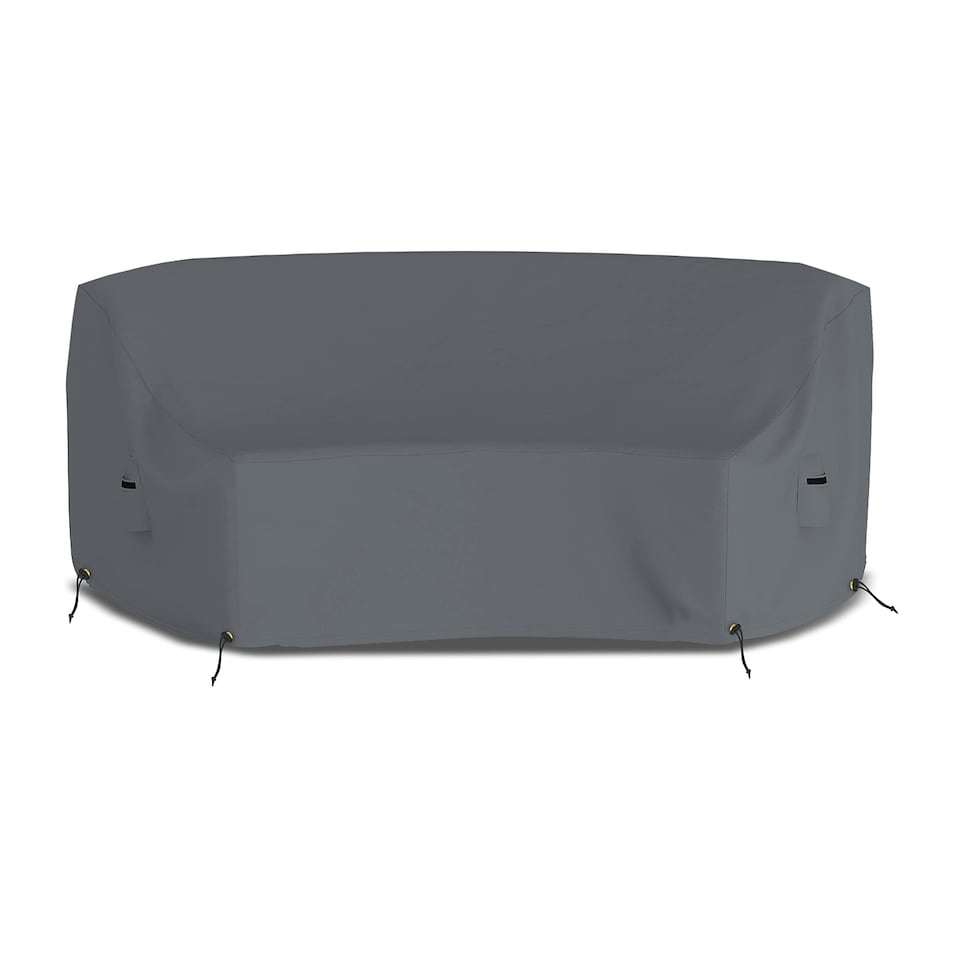 image 1 of Covers&All Curved Outdoor Couch Cover, 1000D Waterproof, UV-Resistant Patio Furniture Cover, 90 in L x 34 in W x 32 in H x 46 in FL, Grey