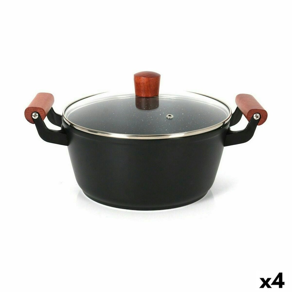 Casserole with glass lid Quttin Doha 30 x 20 x 11 cm (4 Units) N/A