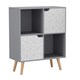 image 1 of Grey 4-Cube Storage Unit with 2 Geo Doors and Legs | White | White & Beech | 1