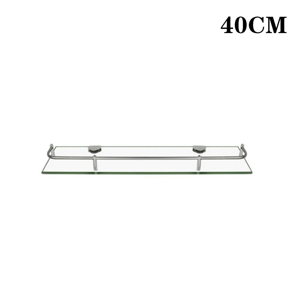 Living and Home Bathroom Tempered Glass Shelf Wall Mounted - 40cm