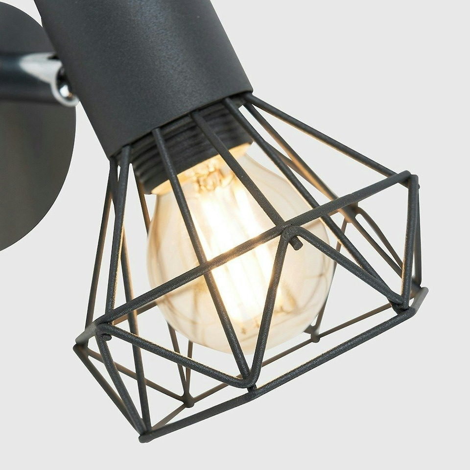 image 1 of ValueLights Angus Grey Indoor Wall Light and E14 Golfball LED 4W Warm White 2700K Bulb